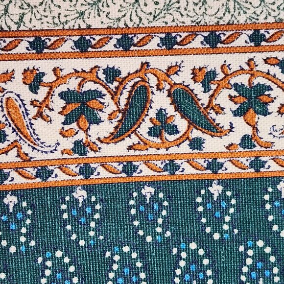 Upholstery Fabric by Concord Border Paisley Green Orange 54" x 42" - Picture 10 of 13